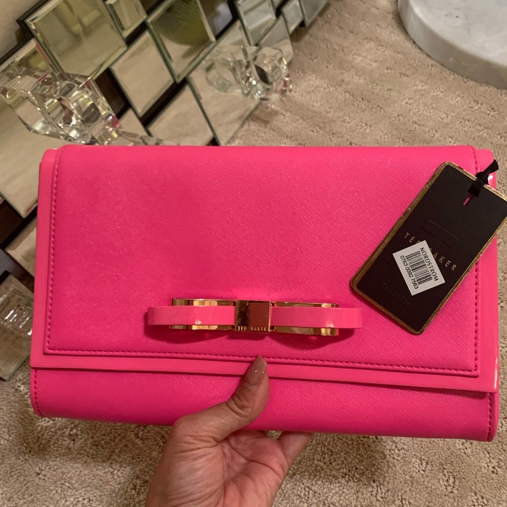 Ted Baker Bow Clutch - Bright Pink